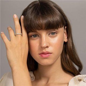 Gold Plated Love Rings for Women | CZ Cushion Cut Stackable Rings